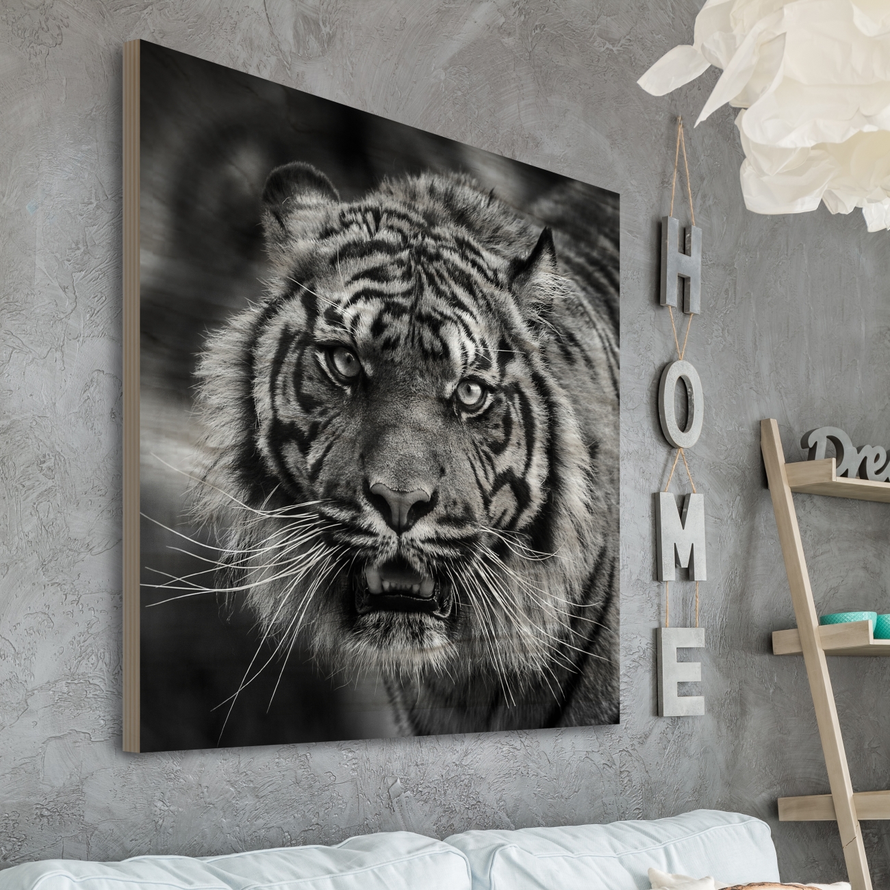 Incredible Tiger Wall Art Print On Wood